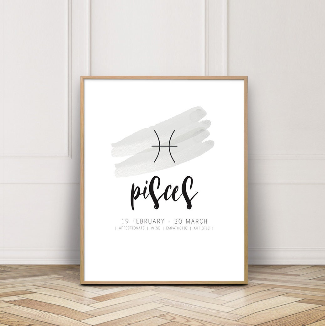 Pisces Astrology Print, Bedroom Decor Art Print, Astrology Wall Decor