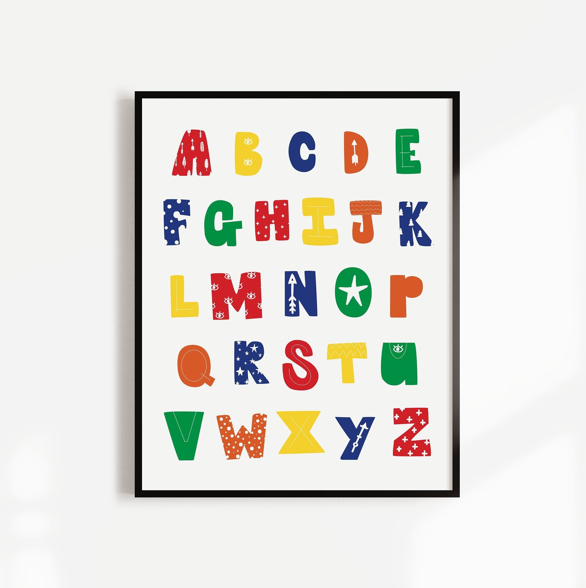 alphabet poster print modern nursery decor abc wall art print