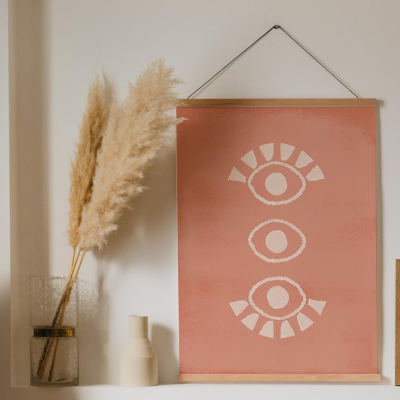 Line Drawing Eyes Printable Wall Art Digital Print Boho Abstract Eyes Wall Art Print Terracotta Mid Century Instant Download