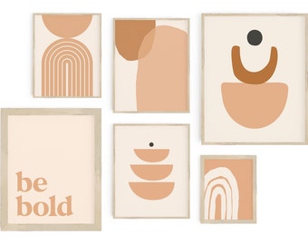 Abstract Boho Gallery Wall Prints: Mid-Century Modern Set (Digital Download)
