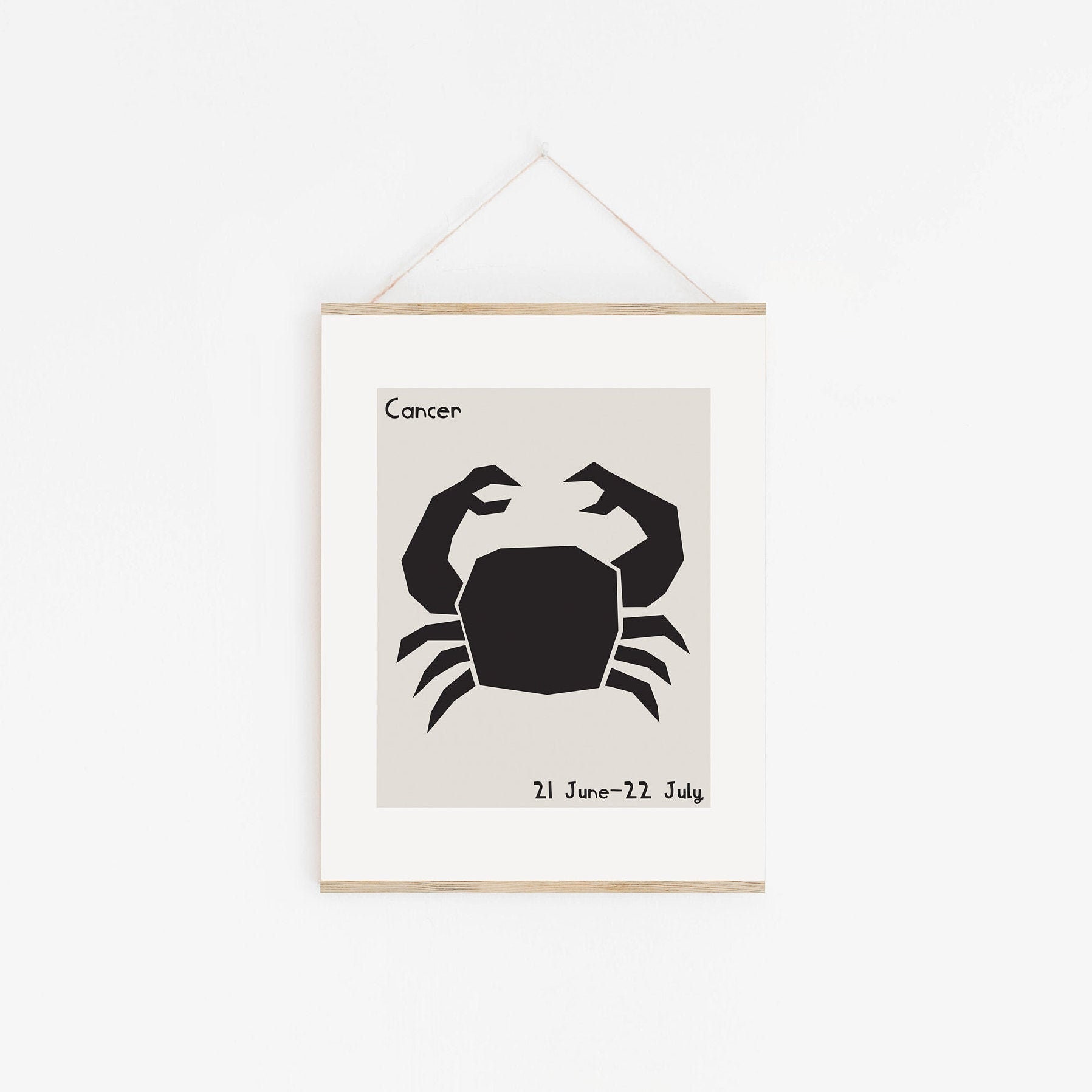 Cancer Astrology Mid Century Style Wall Art Printable, Cancer Zodiac