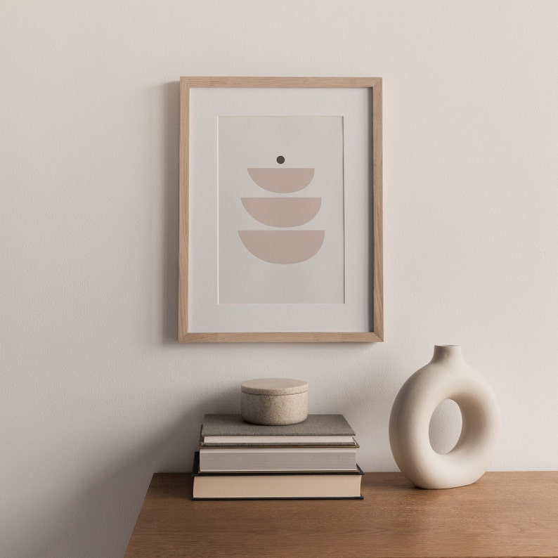 Abstract Circles Digital Print, Neutral Tone Printable Wall Art, Mid Century Shapes Instant Download Poster image 8