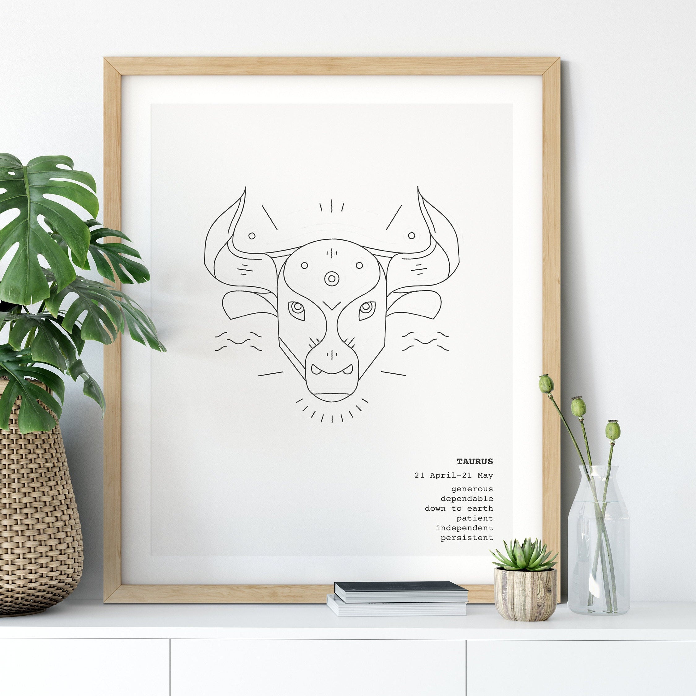 Taurus Astrology Wall Art Printable, Scorpio Zodiac Birthday Gift
