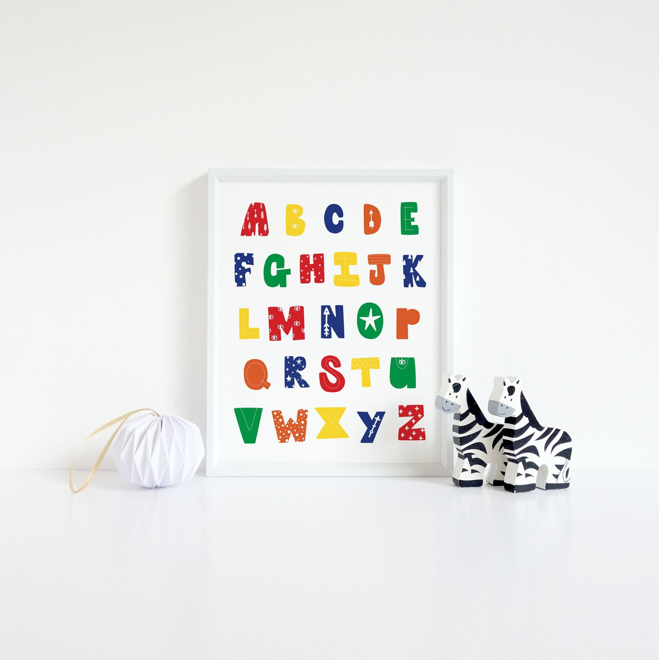 alphabet poster print modern nursery decor abc wall art print