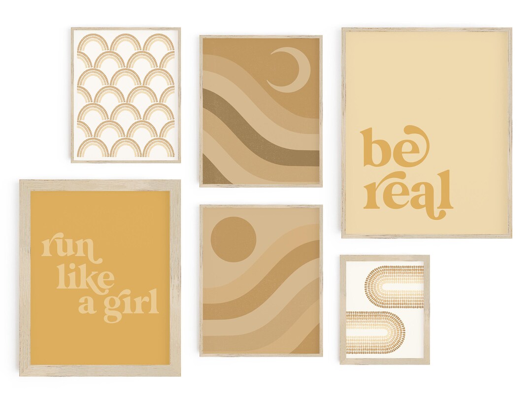 Abstract Boho Gallery Wall Set, Printable Set of 6 Art Prints, Boho ...
