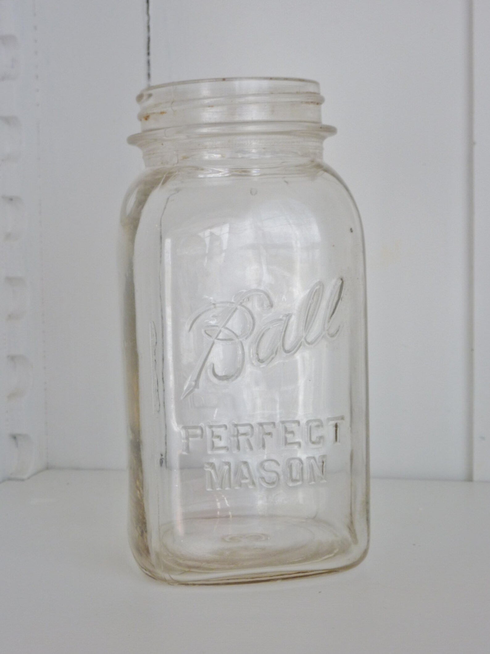 Antique Ball Perfect Mason Jars Clear Square Shabby Etsy