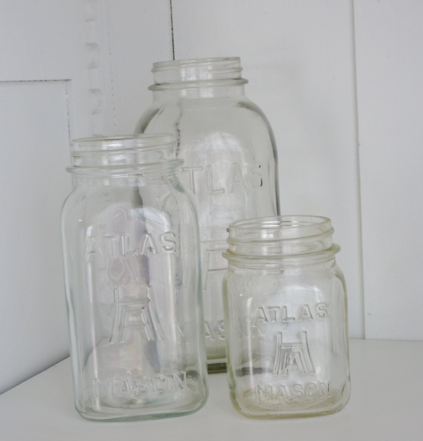 Antique Atlas H over A Square Mason Jar Half Gallon 1/2 Etsy