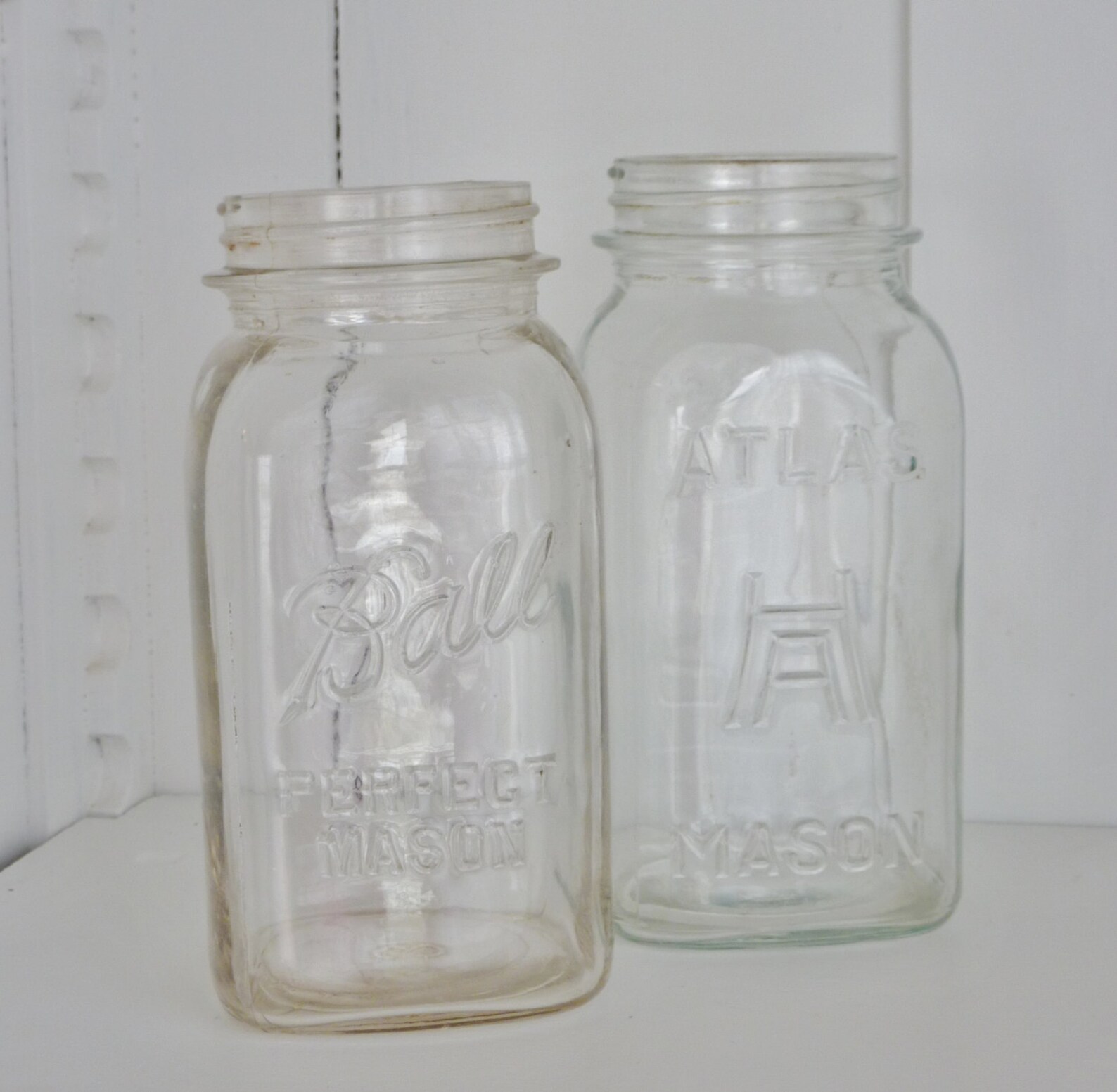 Antique Ball Perfect Mason Jars Clear Square Shabby Etsy