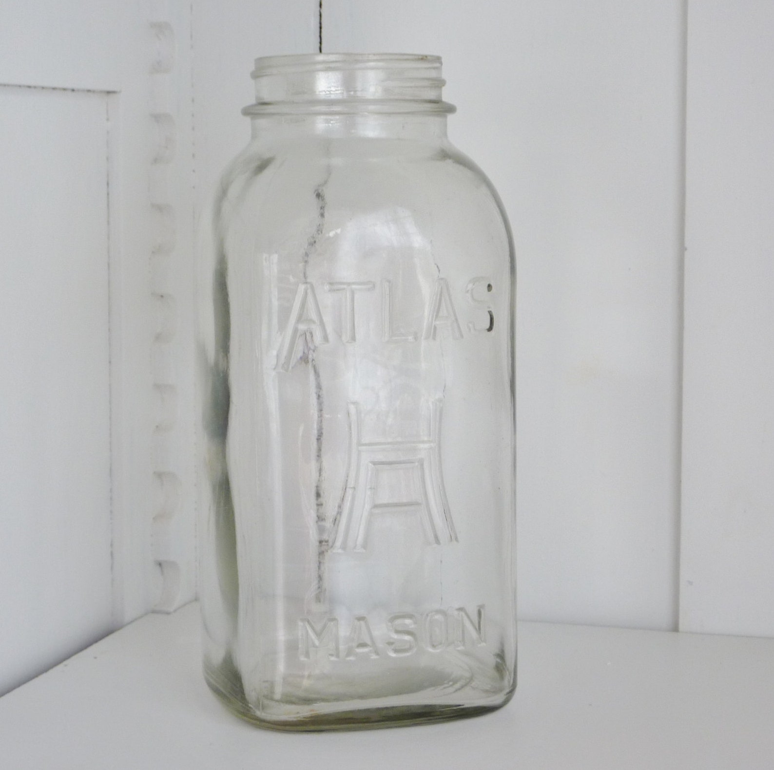 Antique Atlas H over A Square Mason Jar Half Gallon 1/2 Etsy
