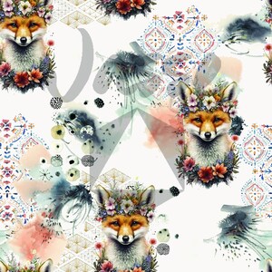 Fox renard Digital Seamless Pattern/Seamless Design/Motif Sans Couture/Digital paper/Repeat  pattern/Image Gobelet DTF/Sublimation