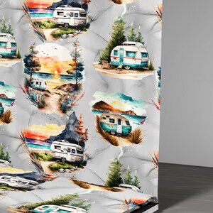 Camping travel Digital Seamless Pattern/Seamless Design/Motif Sans Couture/Digital paper/Repeat  pattern/Image Gobelet DTF/Sublimation