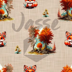 Renard fox Digital Seamless Pattern/Seamless Design/Motif Sans Couture/Modèle Sans Couture/Digital paper/Repeat  pattern/Image Gobelet DTF