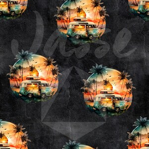 Camping sunset Digital Seamless Pattern/Seamless Design/Motif Sans Couture/Digital paper/Repeat  pattern/Image Gobelet DTF/Sublimation