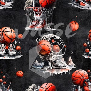 Basket ball Digital Seamless Pattern/Seamless Design/Motif Sans Couture/Modèle Sans Couture/Digital paper/Repeat  pattern/Image Gobelet DTF