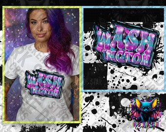 Washington Funky Colors Digital Creation | 300 DPI | PNG | Digital Files Only
