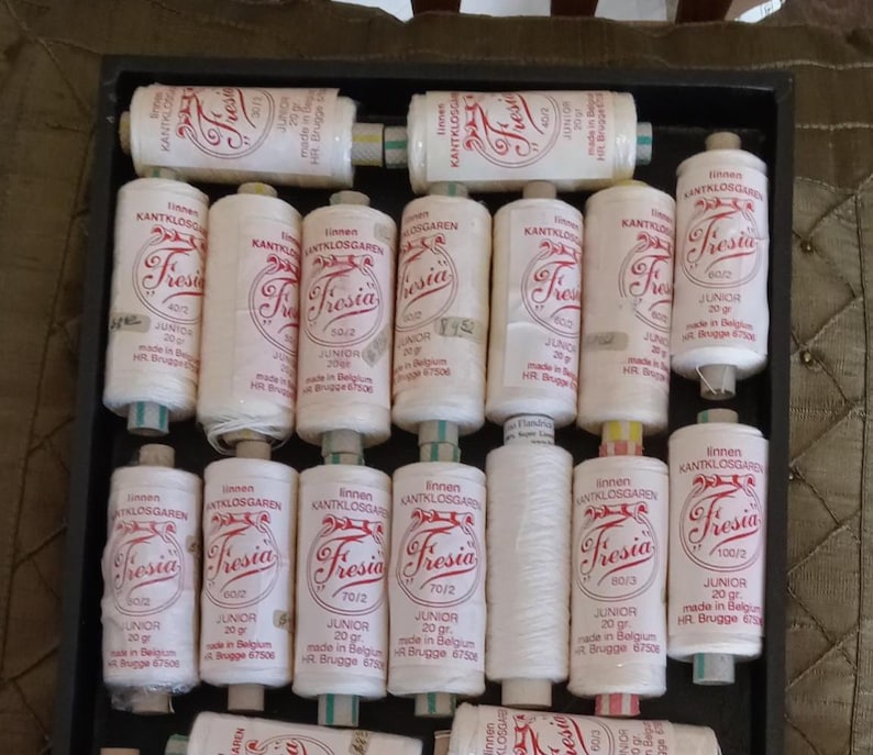 Fresia linen Thread size 30/2 to 100/2 in white and Ivory - 05 gr. great for Bobbin Lace and stitching 9.50 - 12.50 image 2