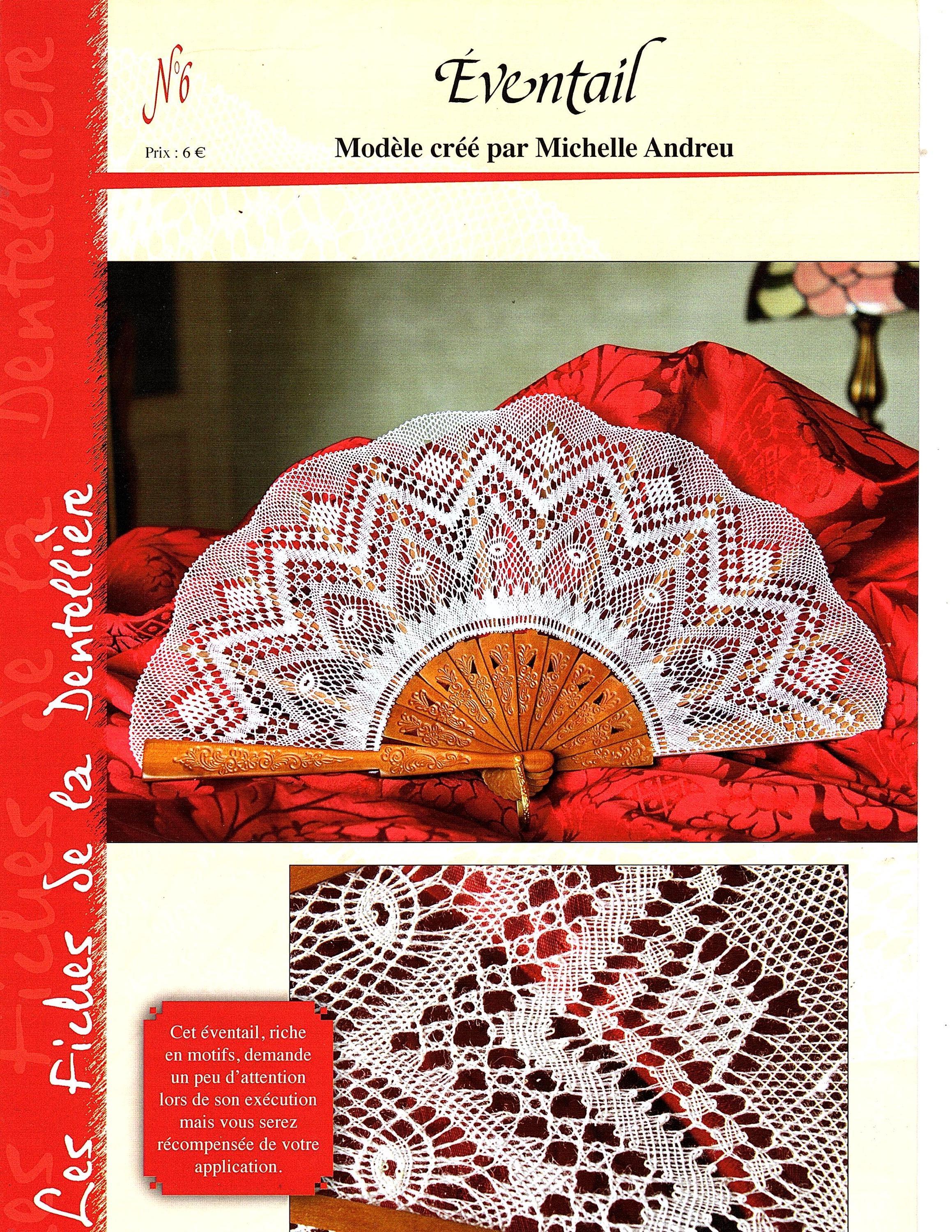 Bobbin Lace Fan Pattern W/ Full size working diagrams & finished picture, Great for most levels, not a book 13.50 in French