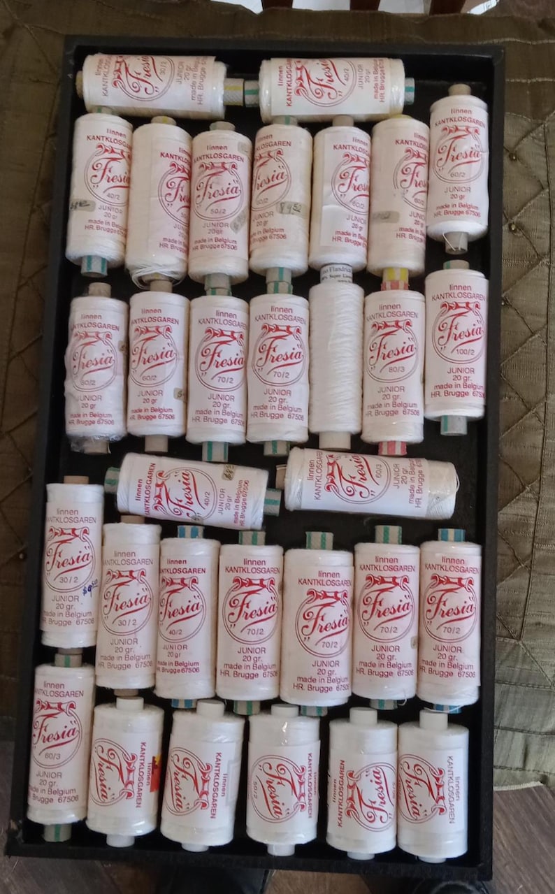 Fresia linen Thread size 30/2 to 100/2 in white and Ivory - 05 gr. great for Bobbin Lace and stitching 9.50 - 12.50 image 1