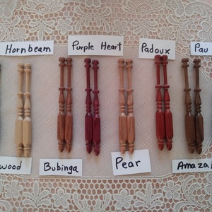 16x Mix Fancy square bobbins 39.50 for Bobbin Lace makin. Dozen of black chacate, purple heart, pear, Ipe etc by the dozen 15.70+