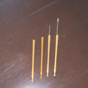 TOOL SET for Bobbin Lace making Set of 4 w/ Pin Pusher, Pricker, fine crochet hook Lazy Susan  Great Gift 39.50 Sorry the other sets are out