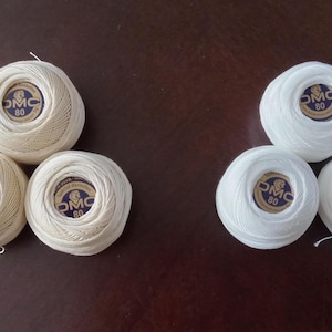 CLOSE OUT DMC80 Tatting & Bobbin Lace thread like Liz Cordonnet. It is 6 ply cotton in Ecru and white 3.90 special price limited quantity