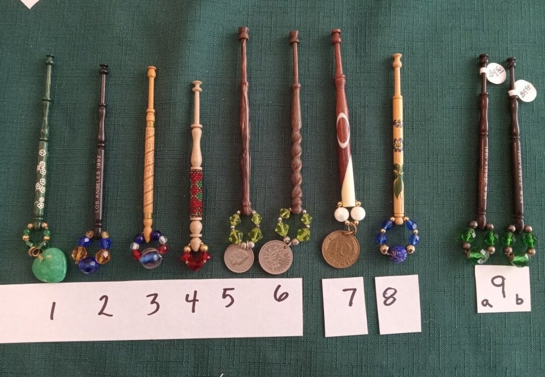 Midlands Lace Bobbins Spangled W/ Glass Beads 10.50 11.50 Each Some