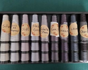 Silks for point ground or color Polychrome bobbin lace 500 meter cones, 8.50 for most colors 9.50 for black, chanpagne, and a few more