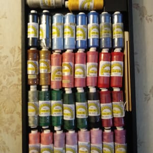 Colored Linen by Bockens, Great for Bobbin Lacemaking & stitching.  Sizes 35/2 , 60/2.  full bleached, 1/2 bleached, unbleached Pick a color
