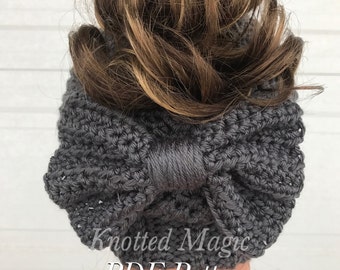 Cady Bow Bun Hat PDF, Crochet Bun Hat Pattern, Digital Download,