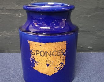 Pot avec couvercle d'apothicaire Maw - Eponges - Bleu cobalt