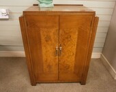 Original Art Deco Walnut and Burr Walnut Cupboard