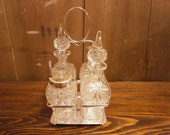 Victorian Silver Plate 4 Bottle Condiment on Stand