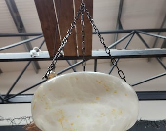 Plafonnier Art Déco (attrape-mouches) en verre avec chaînes