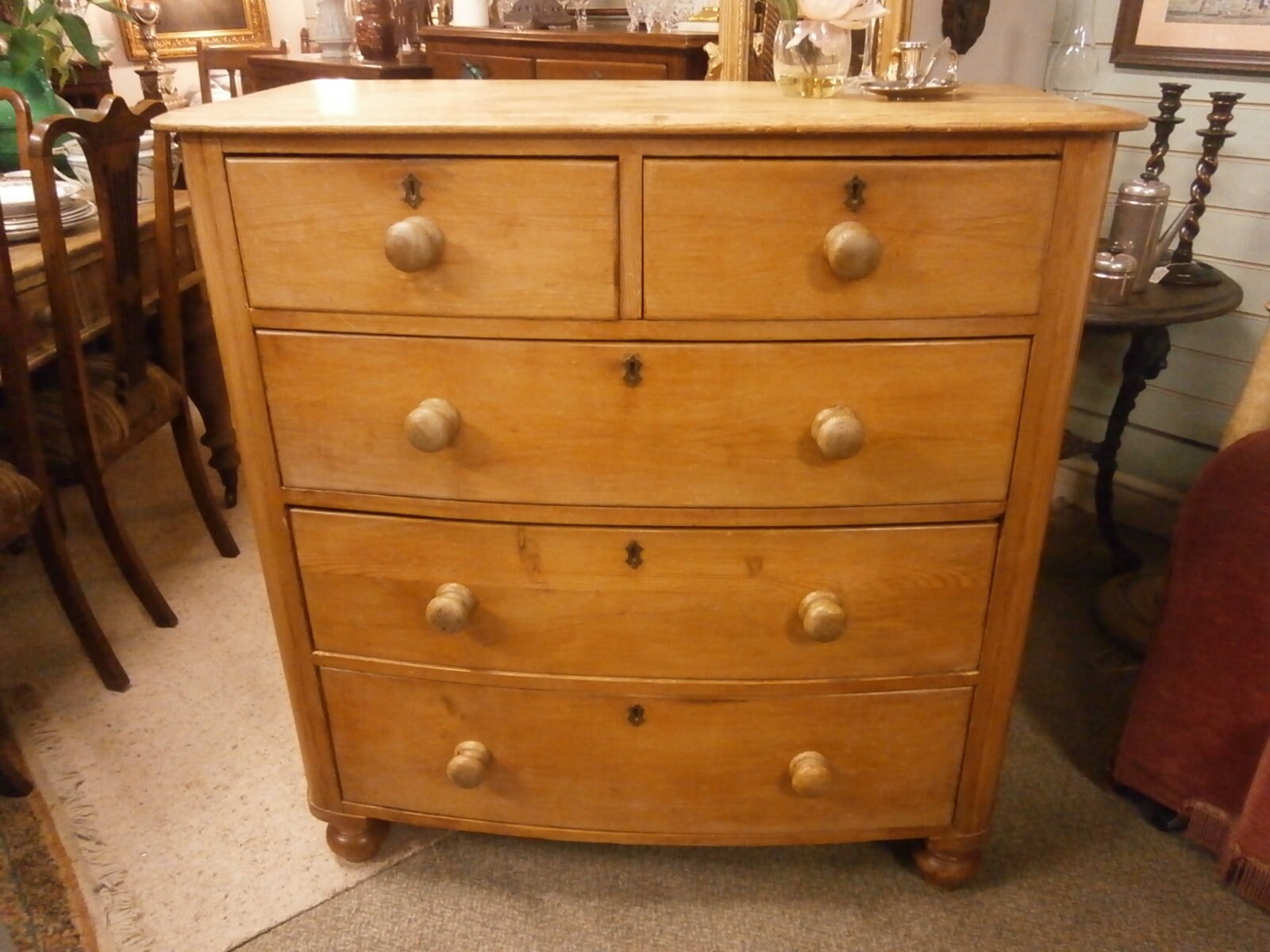 Now Sold Victorian Pitch Pine Bow Fronted Chest Of Drawers Etsy