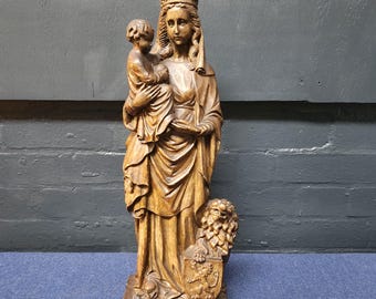 Statue religieuse Notre-Dame des Flandres en plâtre, française