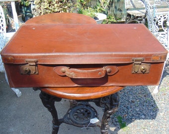 Vintage Tan Leather Suitcase