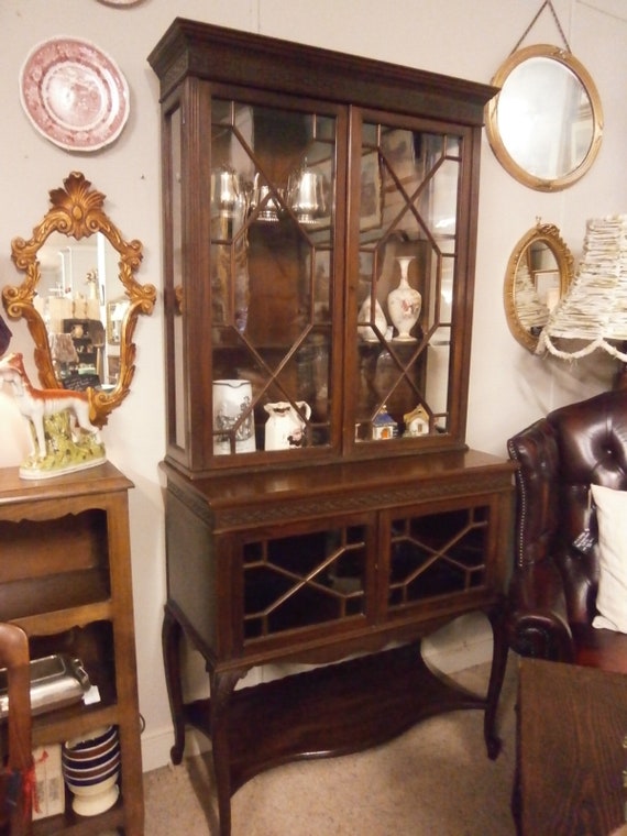 Edwardian Mahogany Display Cabinet Made By Maple Co Etsy