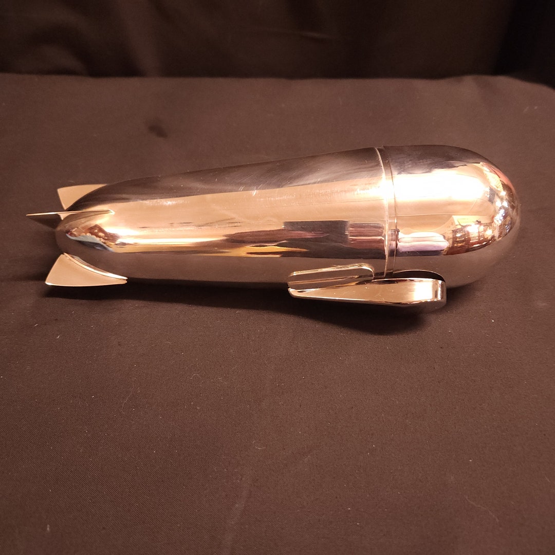 German Made 1920's Silverplate Zeppelin Shaped Cocktail