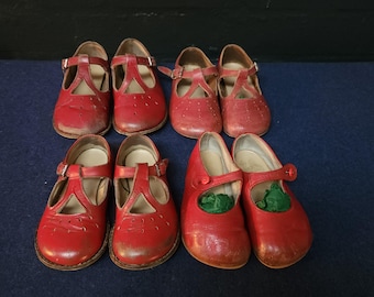 Chaussures enfant en cuir rouges vintage, Start-Rite et Clarks