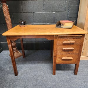 Abbess, Oak Single Pedestal Desk - circa 1950s