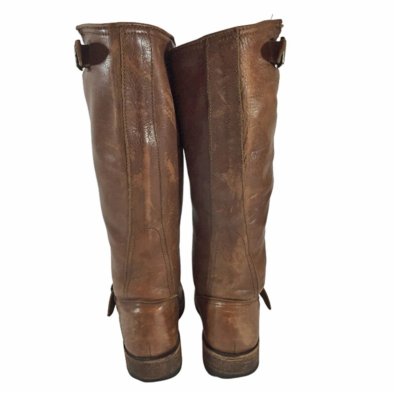 FRYE 77605 VERONICA SLOUCH Brown Leather Motorcycle Boots - Etsy