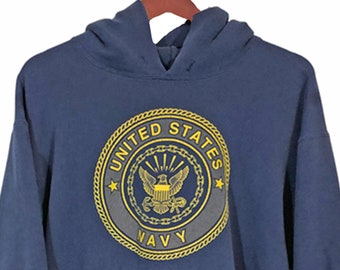 UNITED STATES NAVY Vintage 90s Soffe Blue Hoodie Size M