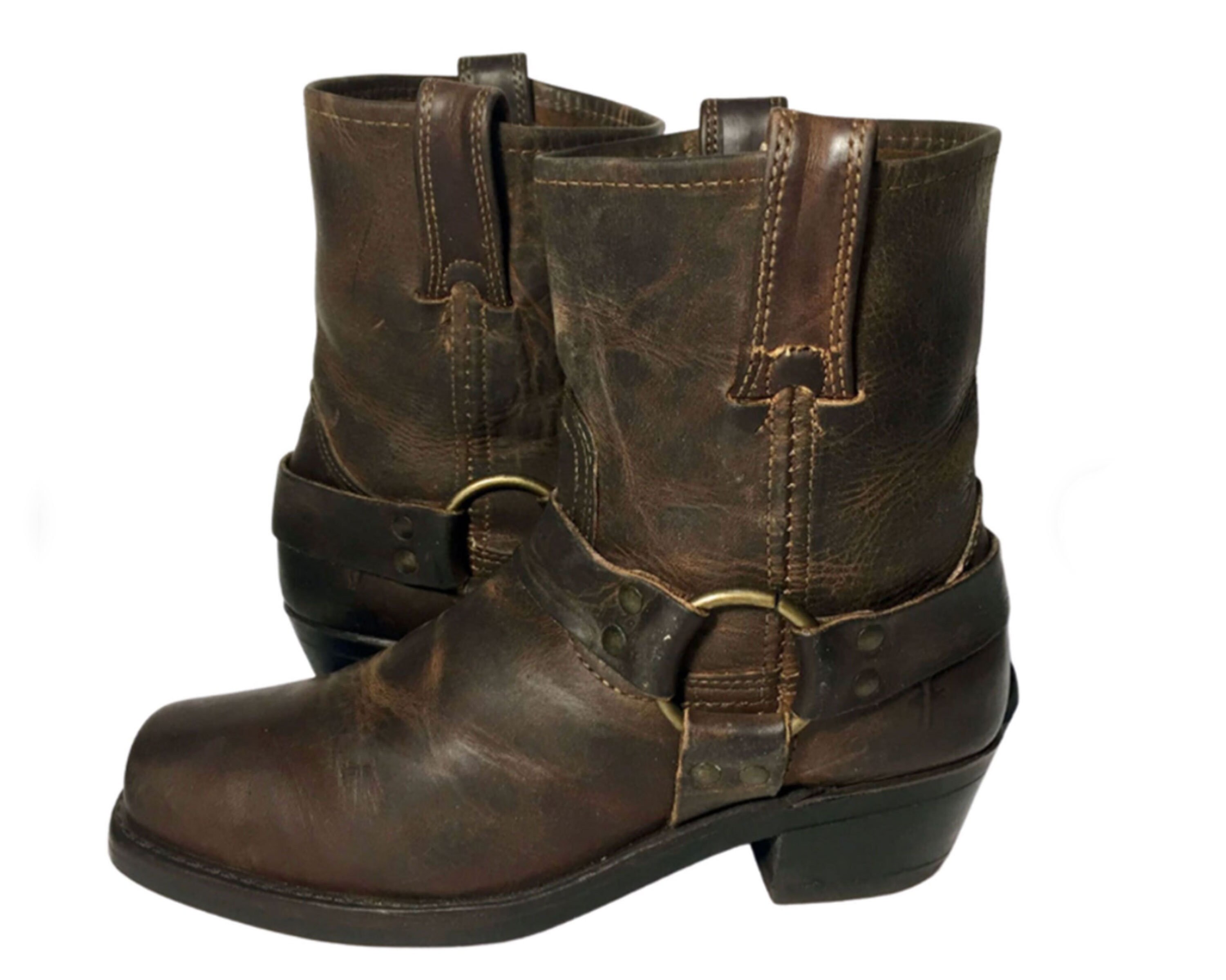 FRYE 77455 HARNESS BROWN Leather Motorcycle Boots Women