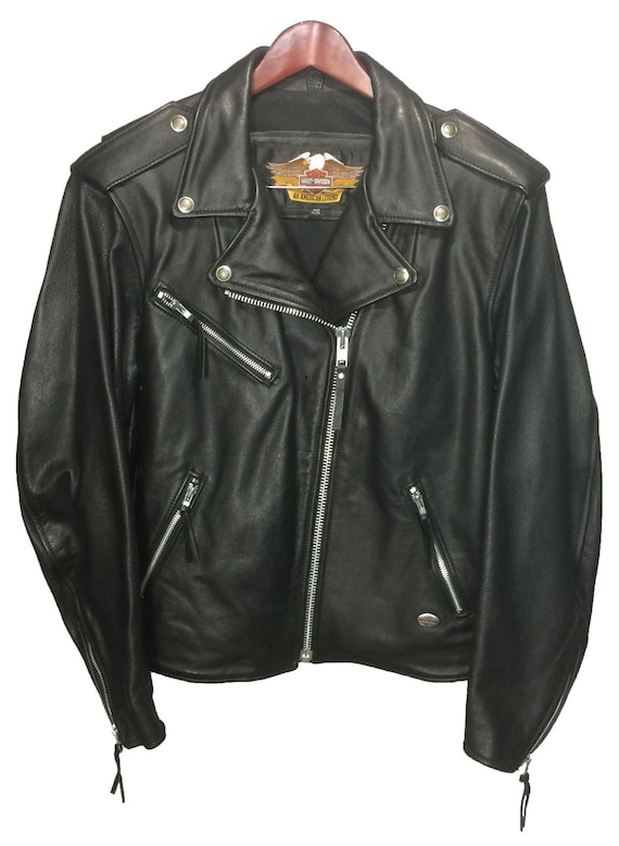 Size L || HARLEY DAVIDSON Double Rider Black Leather Motorcycle