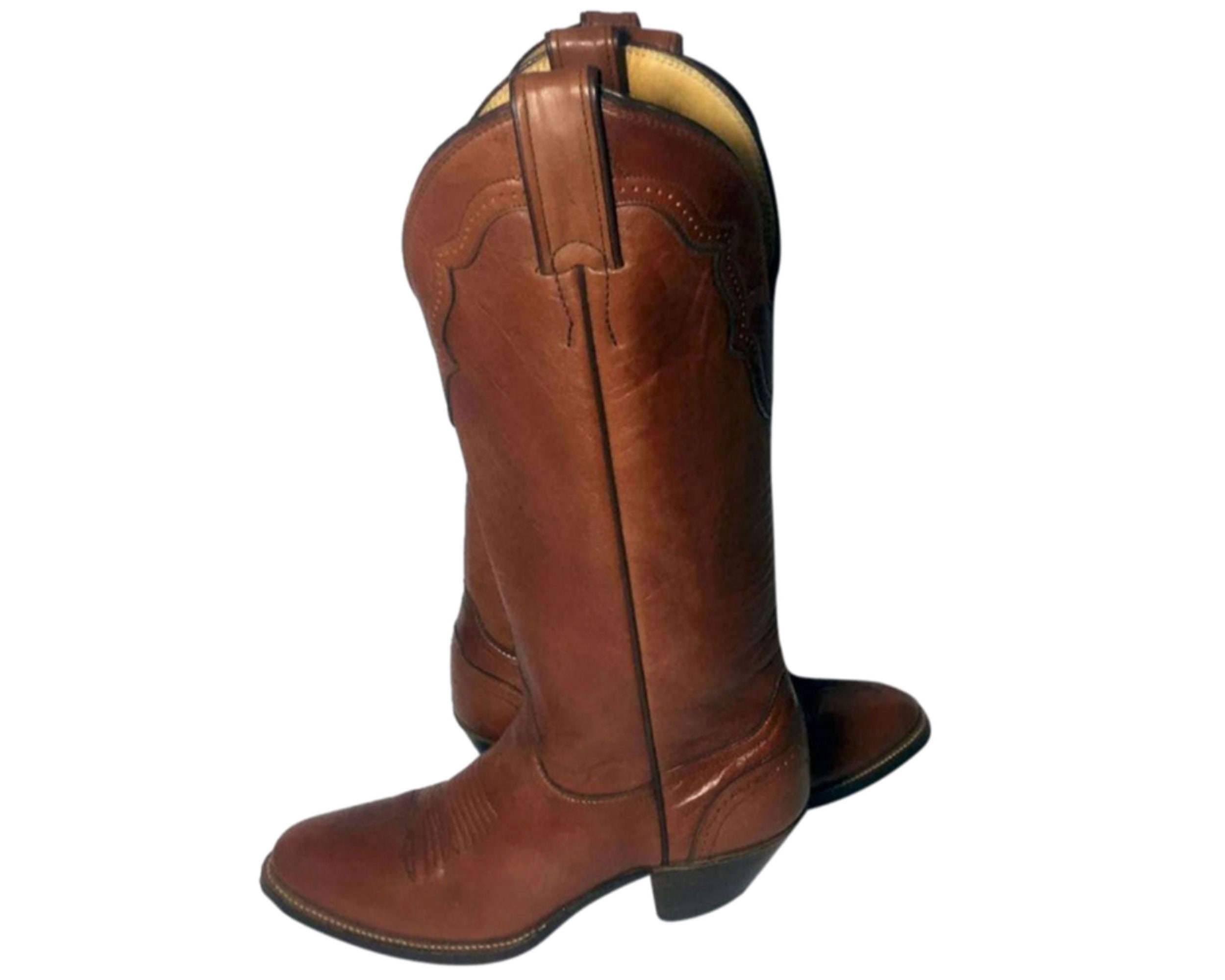 JUSTIN BROWN LEATHER Cowboy Boots Women 