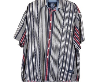 GANT Rojo Azul Blanco Franja Corta Manga Azul Marino Camisa Hombre Talla XL