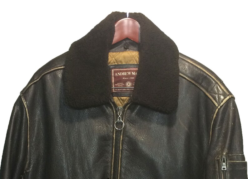 Andrew Marc Black Leather G 1 Er Flight Aviator Jacket Men S Size M