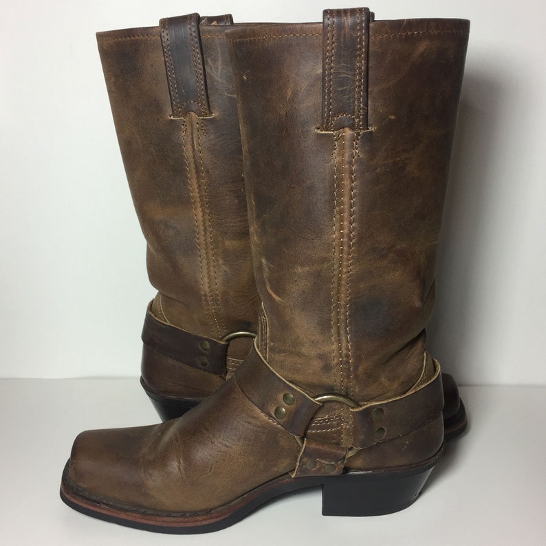 Frye 77300 Harness Brown leather Motorcycle Riding Biking Boot 12r 7 US 37.5 Euro 5 UK Vintage Lady Boots Racing Made in USA