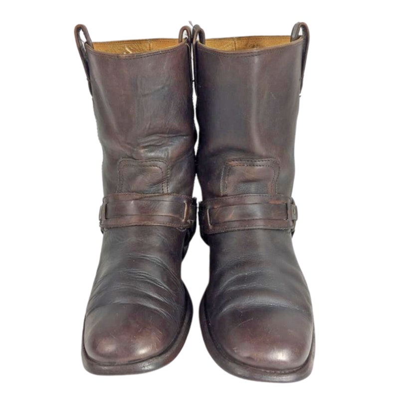 FRYE 87465 JESSE HARNESS Brown Leather Motorcycle Boots - Etsy