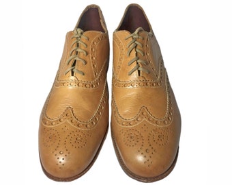 CHARLES TYRWHITT Brown Leather Wingtip Men s Shoes Size 12 Beige Oxford Made in UK Etsy UK